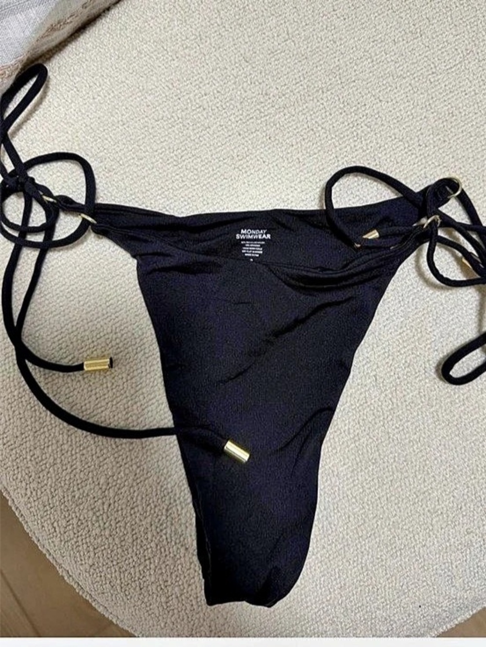 Monday Swimwear Palma Bottom Black Tie-Side Bikini Bottom